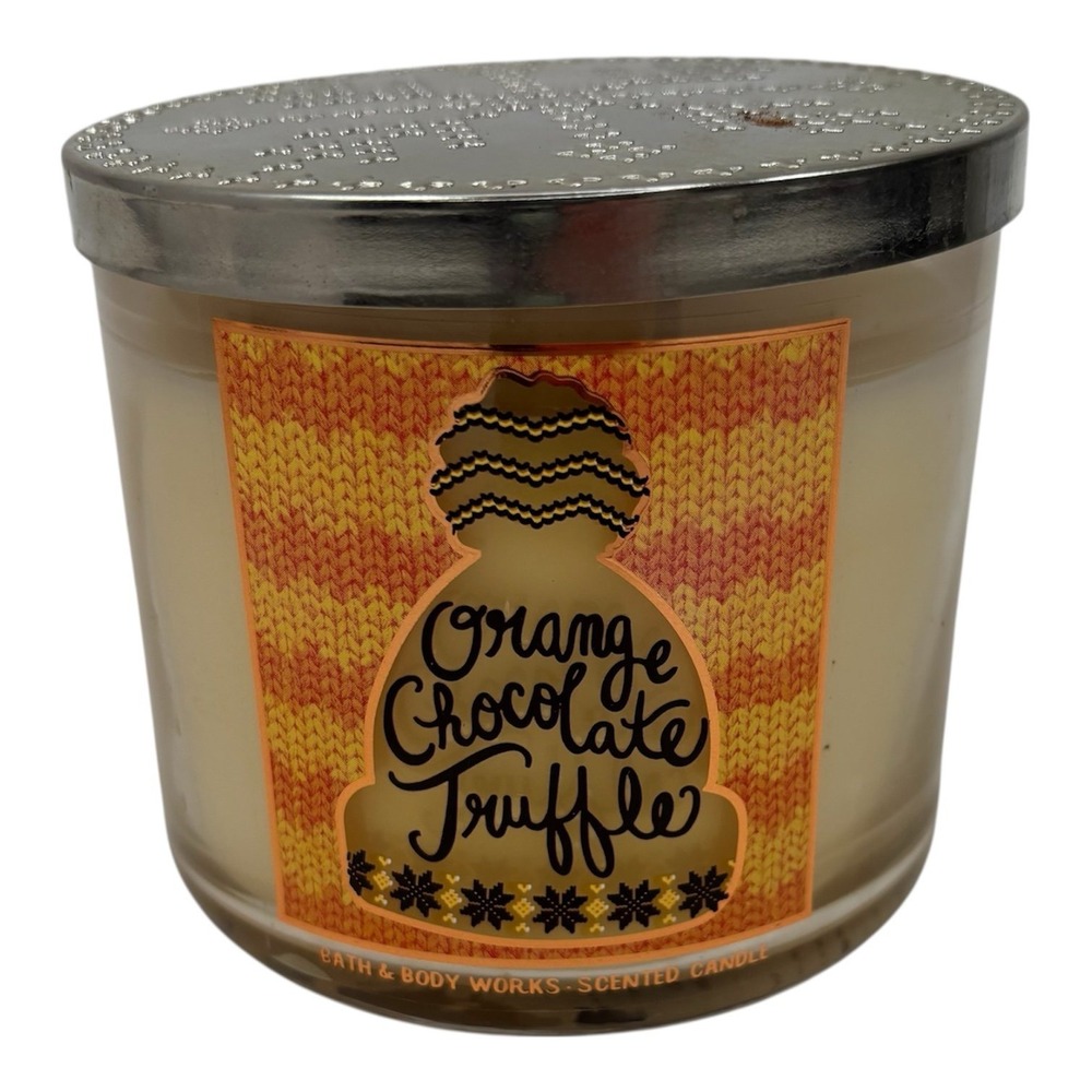 Authentic Bath & Body Works 3-wick scented candle in Orange Chocolate Truffle.
